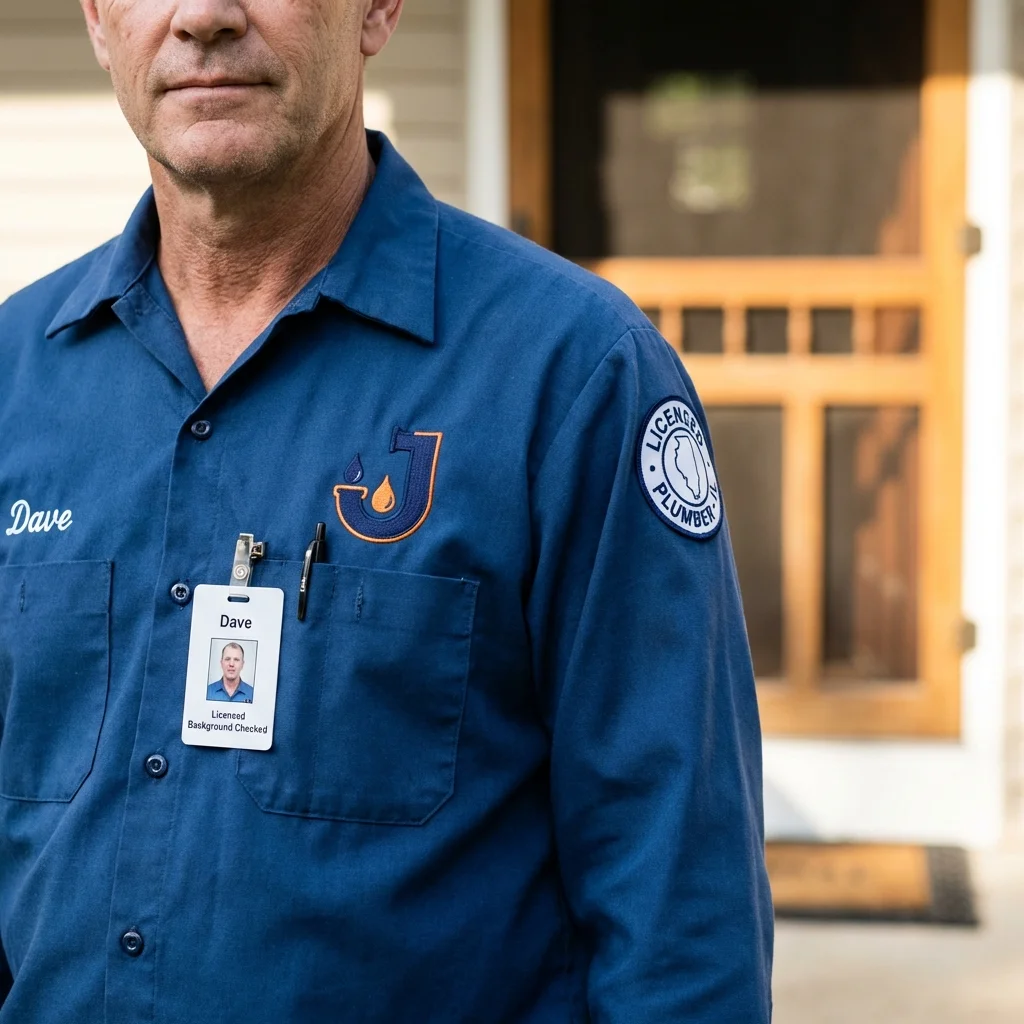 Licensed plumber showing ID badge in Maytown, PA