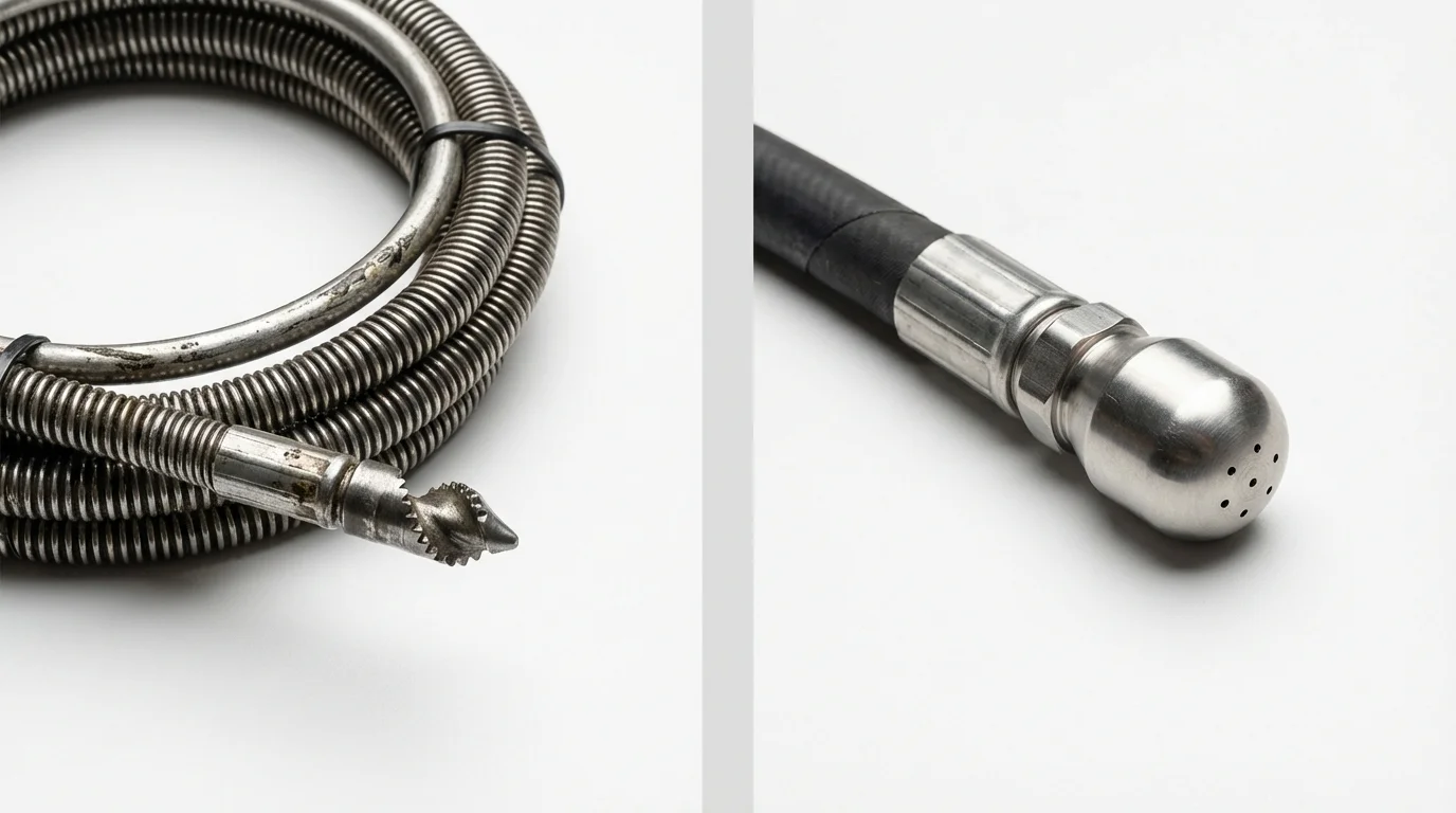 Drain snake cable and hydro jetting nozzle used for drain cleaning in Maytown, PA